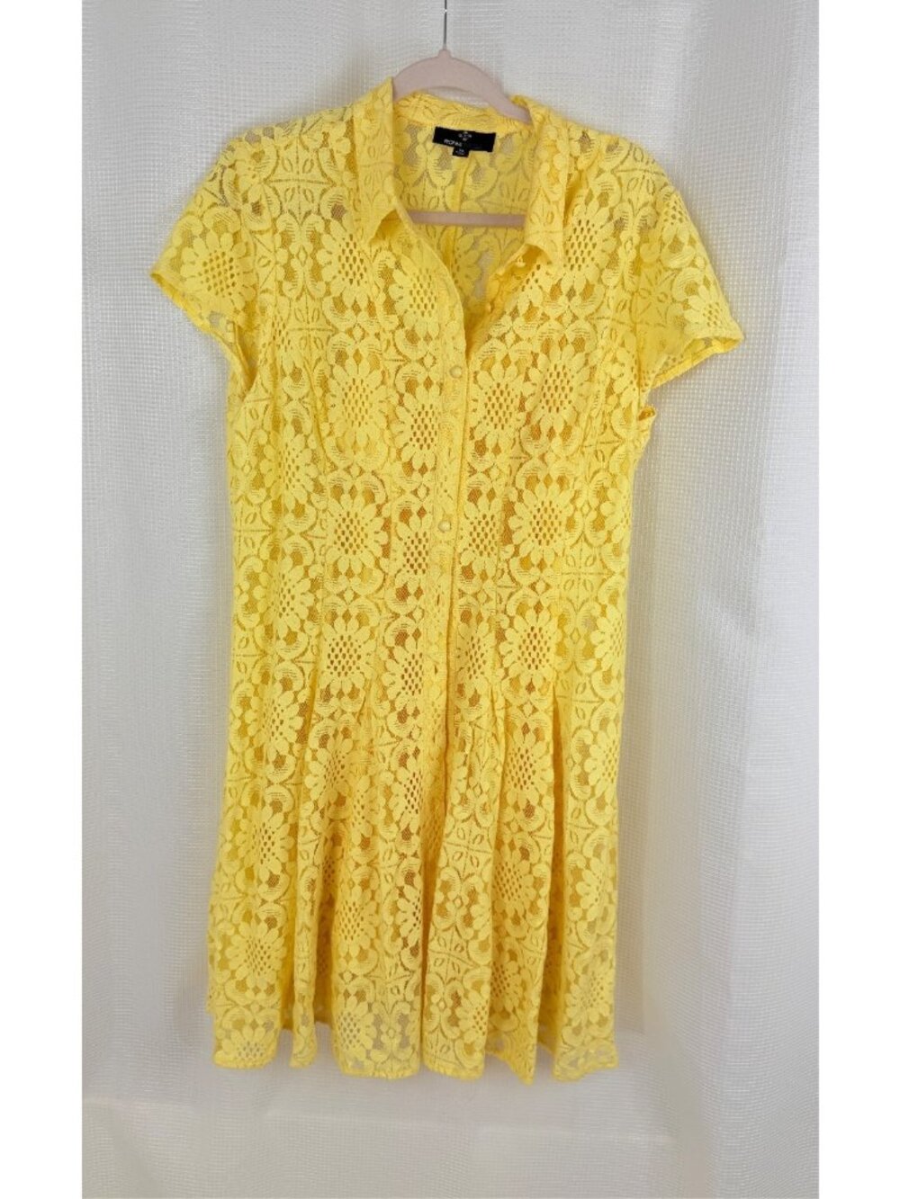 Ronni Nicole Womens Dress 16 Yellow Floral Lace Button Front 2 piece